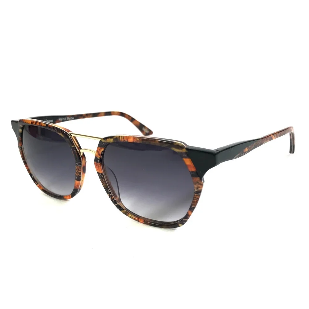BOZ Sunglasses DESTINY 6000 Black with Orange Tiger Eyes w/ Gray Gradient Lenses